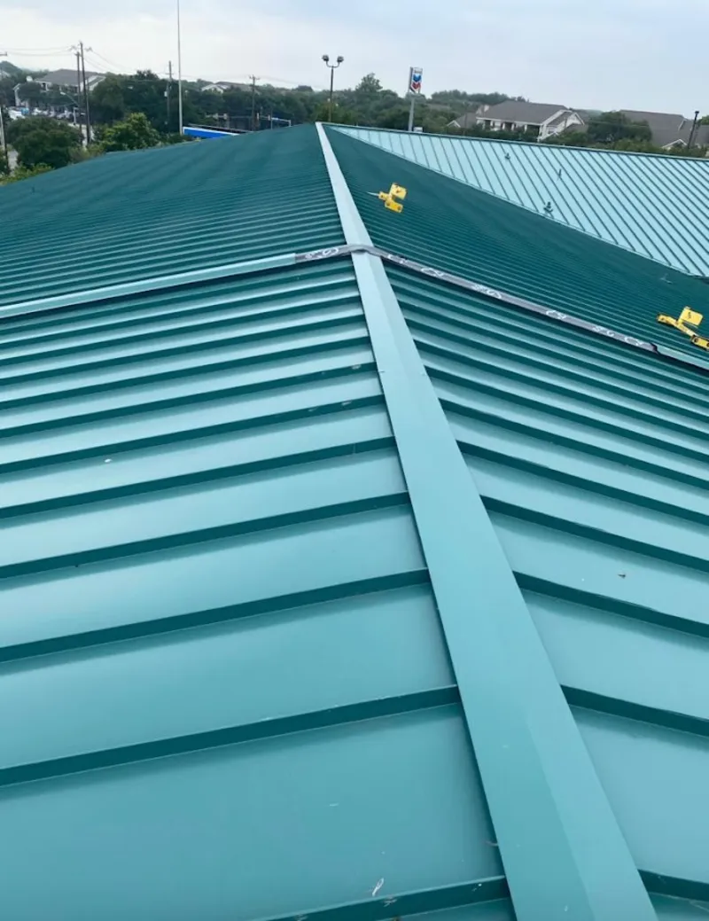 Green commercial metal roof ridge and valley for Metal Roof Repair in South Charleston